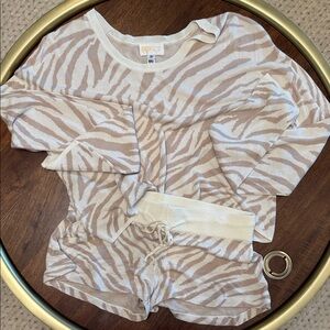 Beach Riot Cream and Tan Zebra Pajama Set